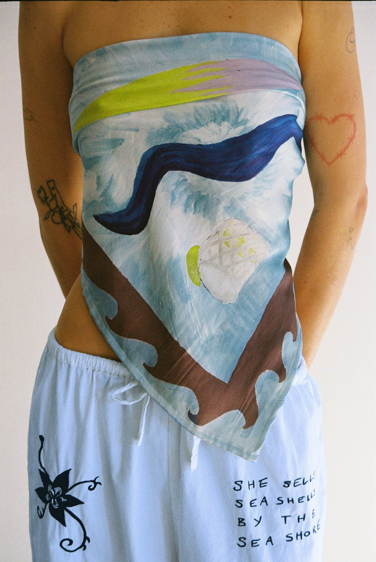 BYRON ART SCARF - Sky Blue